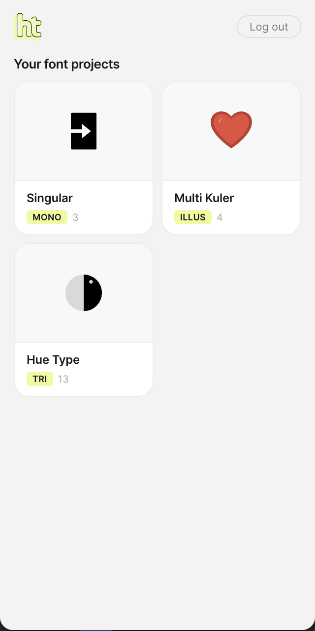 Icon font Figma plugin — shared icon library project list